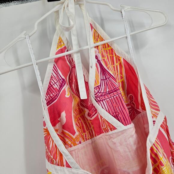 Lilly Pulitzer Brit Out to Lunch Dress Pink Birdcage Print Halter Mini Size 4 - Picture 5 of 7